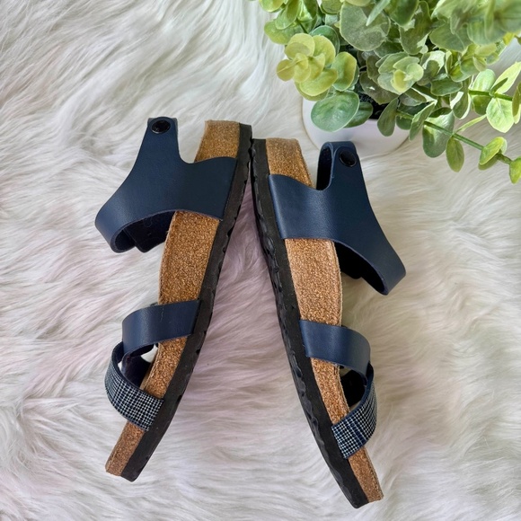 Birki's By Birkenstock Criss Cross Navy Blue Leather Buckle Strap Sandals Size 6 - Picture 11 of 13